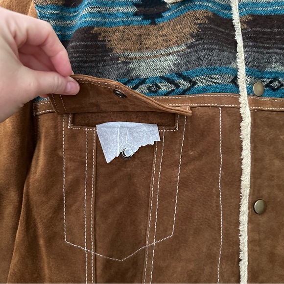 NEW Scully Rodeo Men’s Aztec Boar Suede Jean Sherpa Buttonup Jacket Brown 3XL - Picture 8 of 15